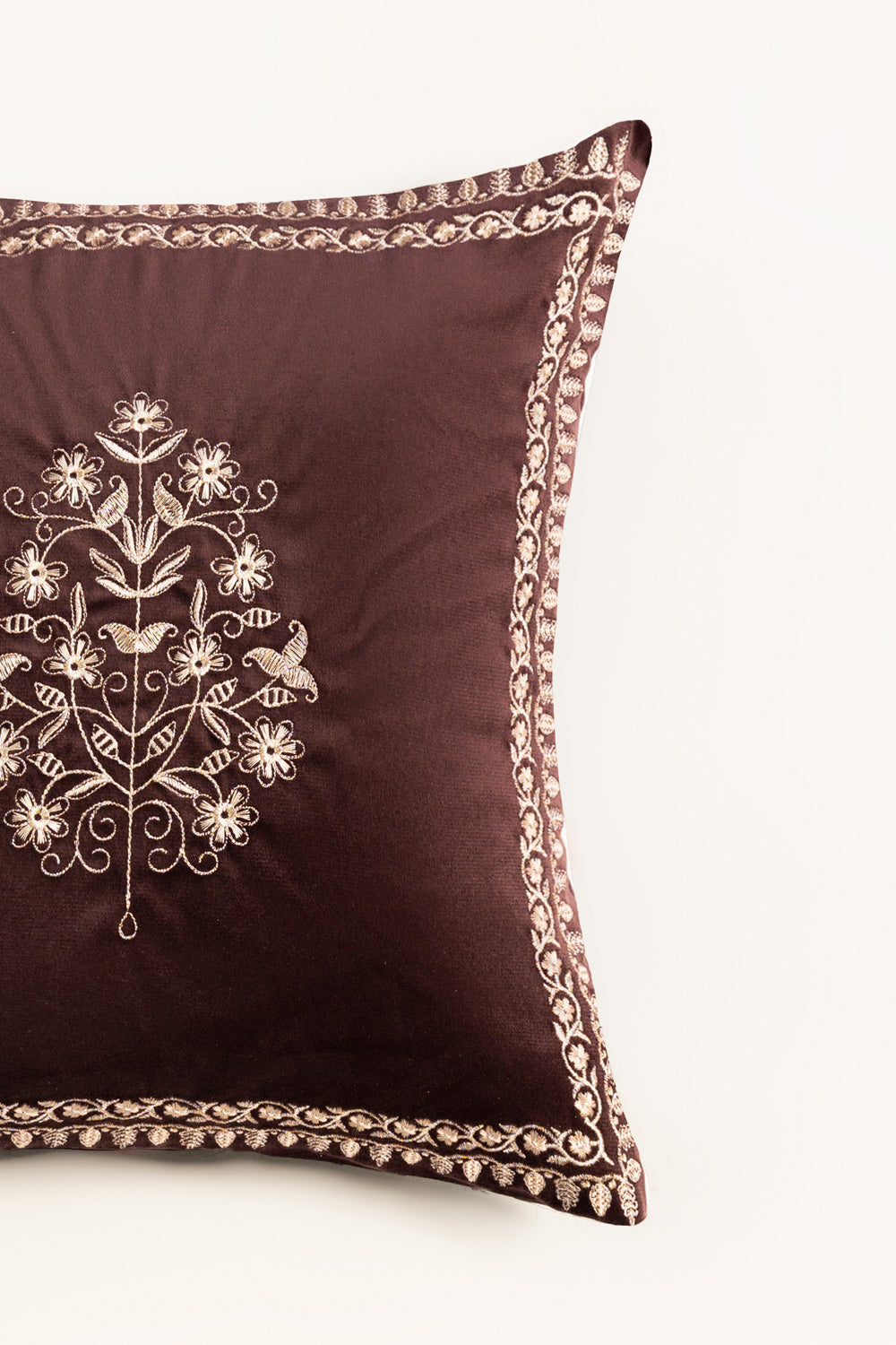 Velvet Embroidered Cushion Cover