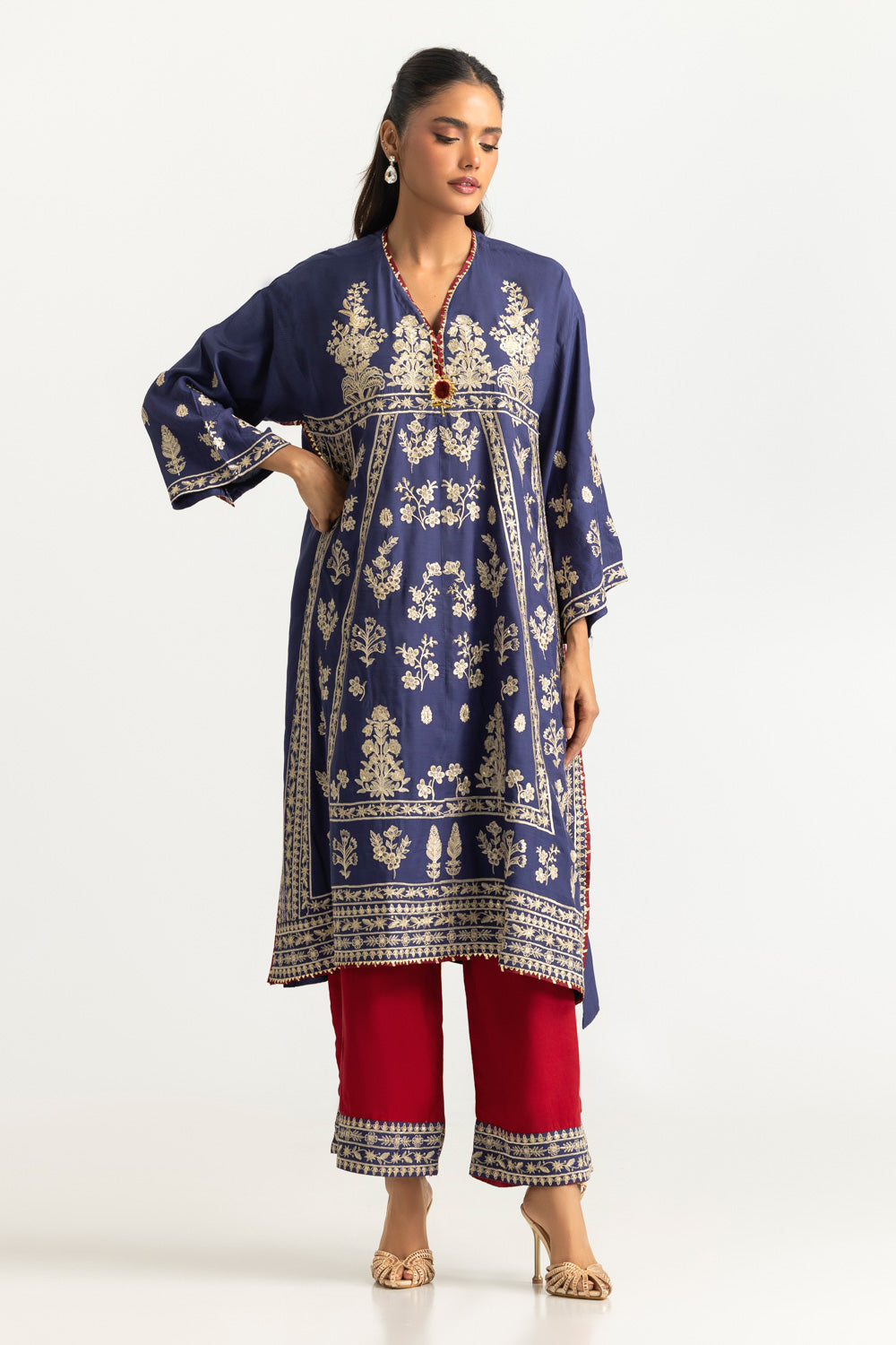 Viscose Raw Silk Embroidered Co-Ord Set
