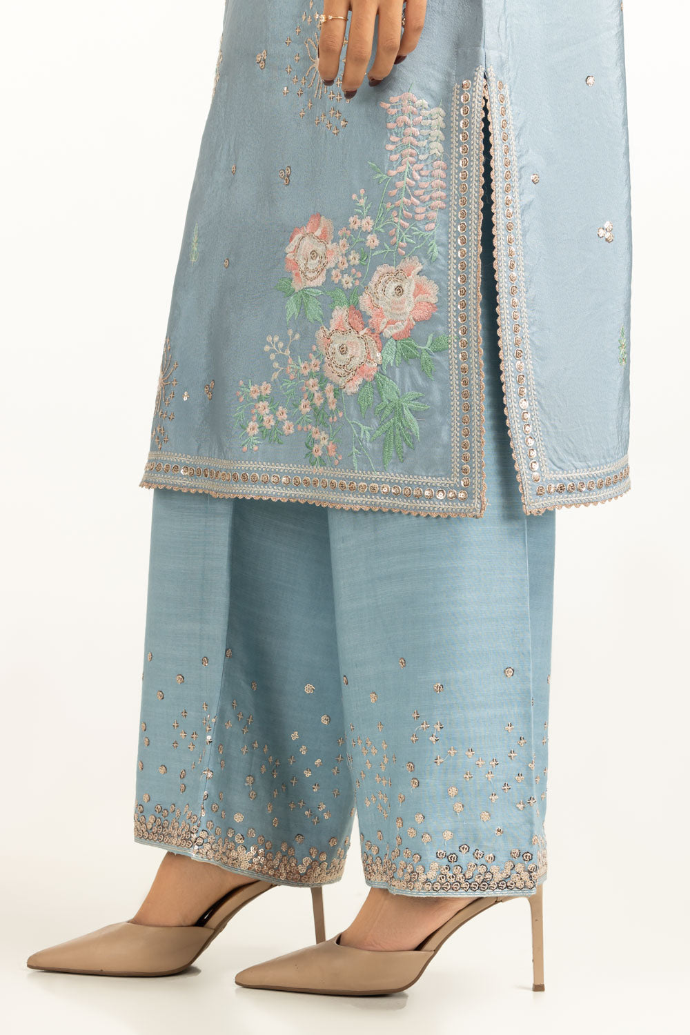 Viscose Rawsilk Embroidered Shirt And Trouser