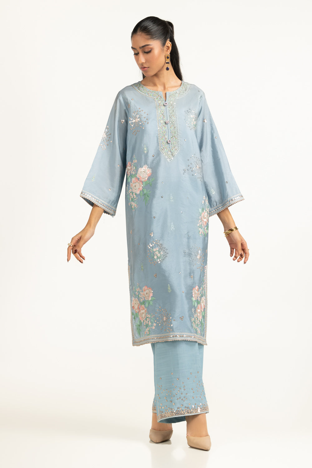 Viscose Rawsilk Embroidered Shirt And Trouser