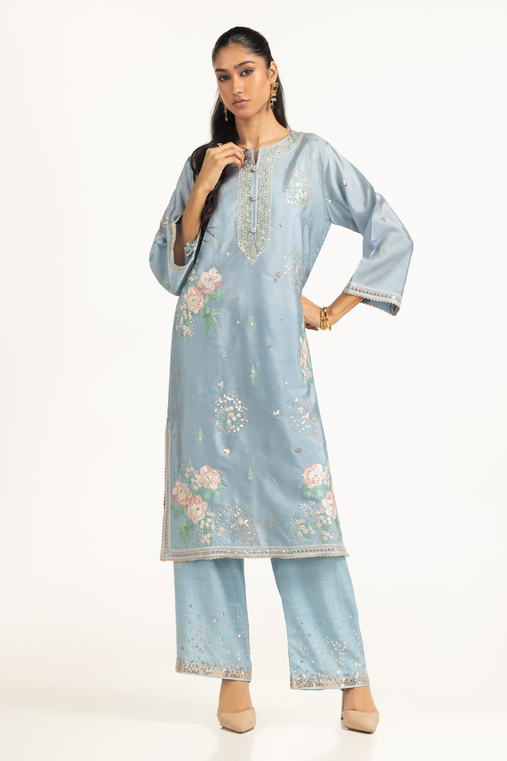 Viscose Rawsilk Embroidered Shirt And Trouser