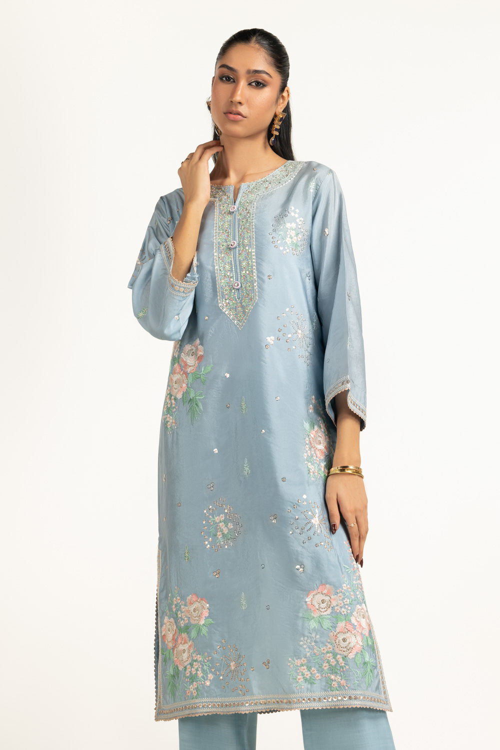 Viscose Rawsilk Embroidered Shirt And Trouser
