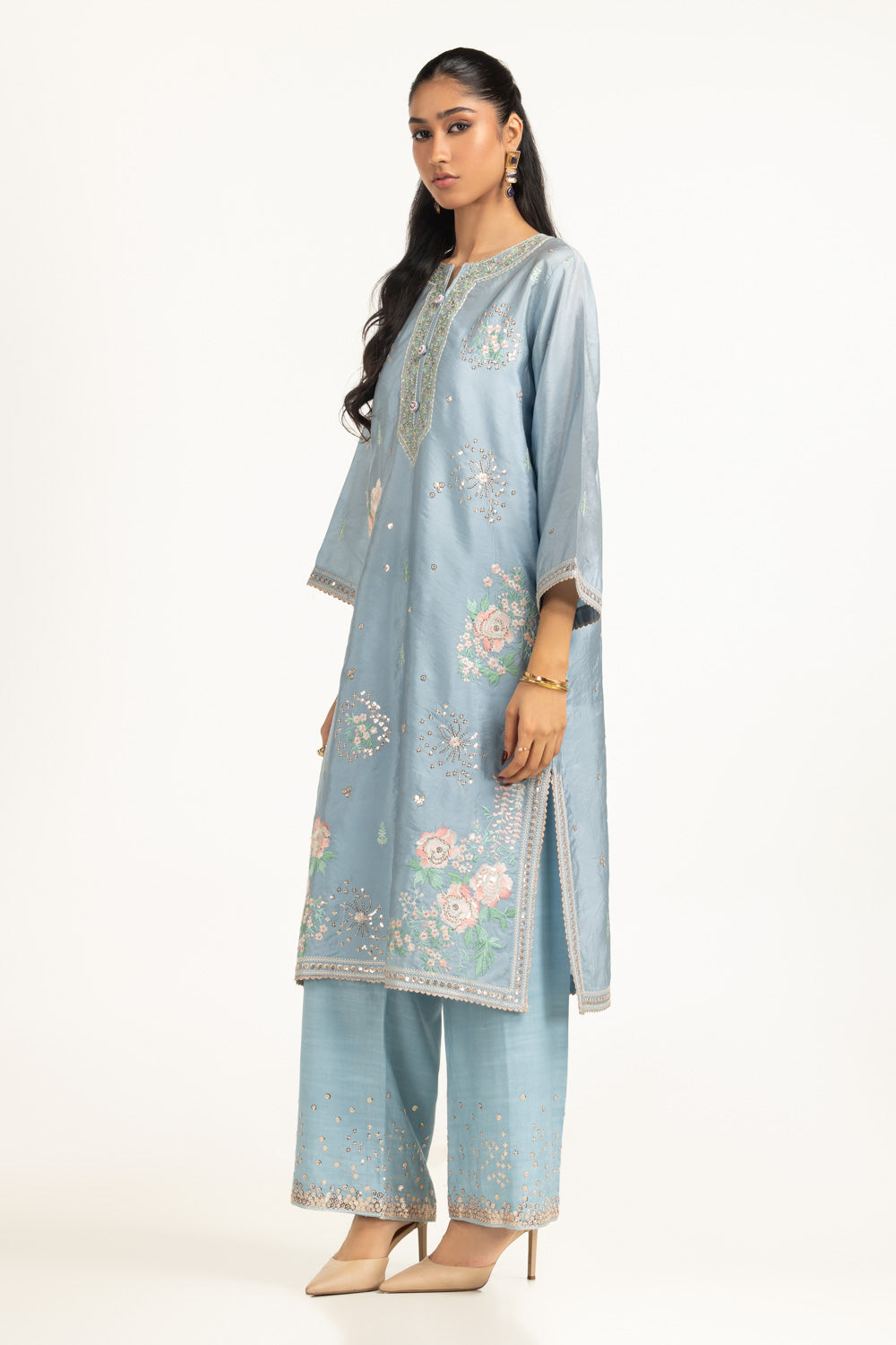 Viscose Rawsilk Embroidered Shirt And Trouser