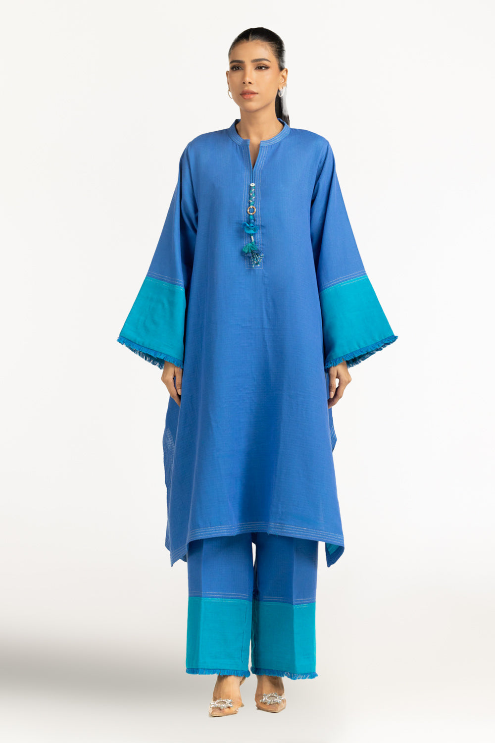 Dobby Embroidered Co-Ord Set - W-AP-25-447573
