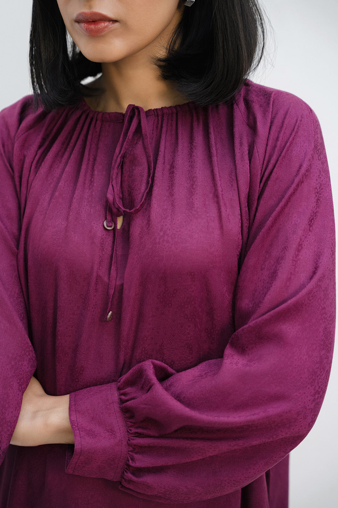 Wide Neck Gather Dress