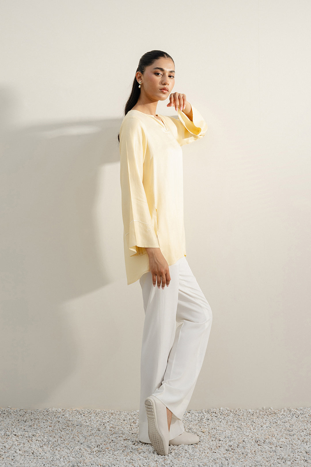 Butter Yellow Embroidered Top