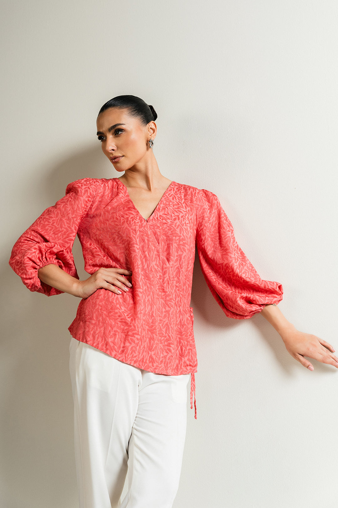 Coral Wrap Around Top