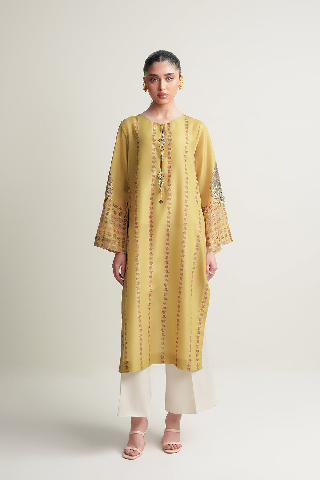 3 Piece Embroidered Raw Silk Suit