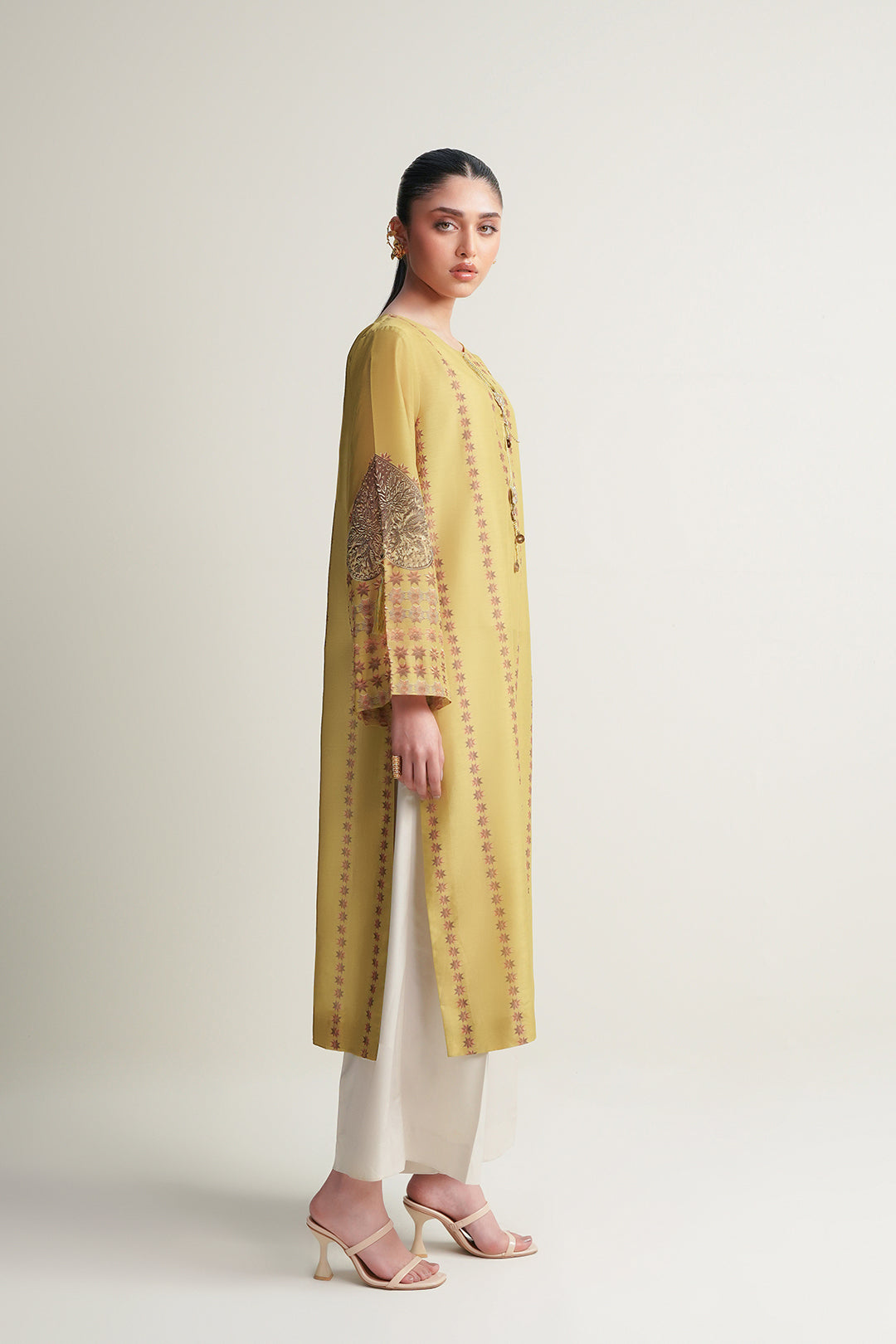 3 Piece Embroidered Raw Silk Suit