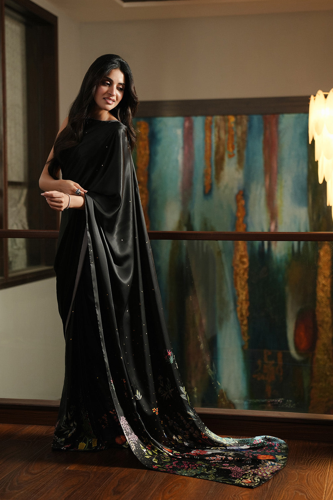 Lovien Crop Top (Sleeveless) & Saree (2 Pc)