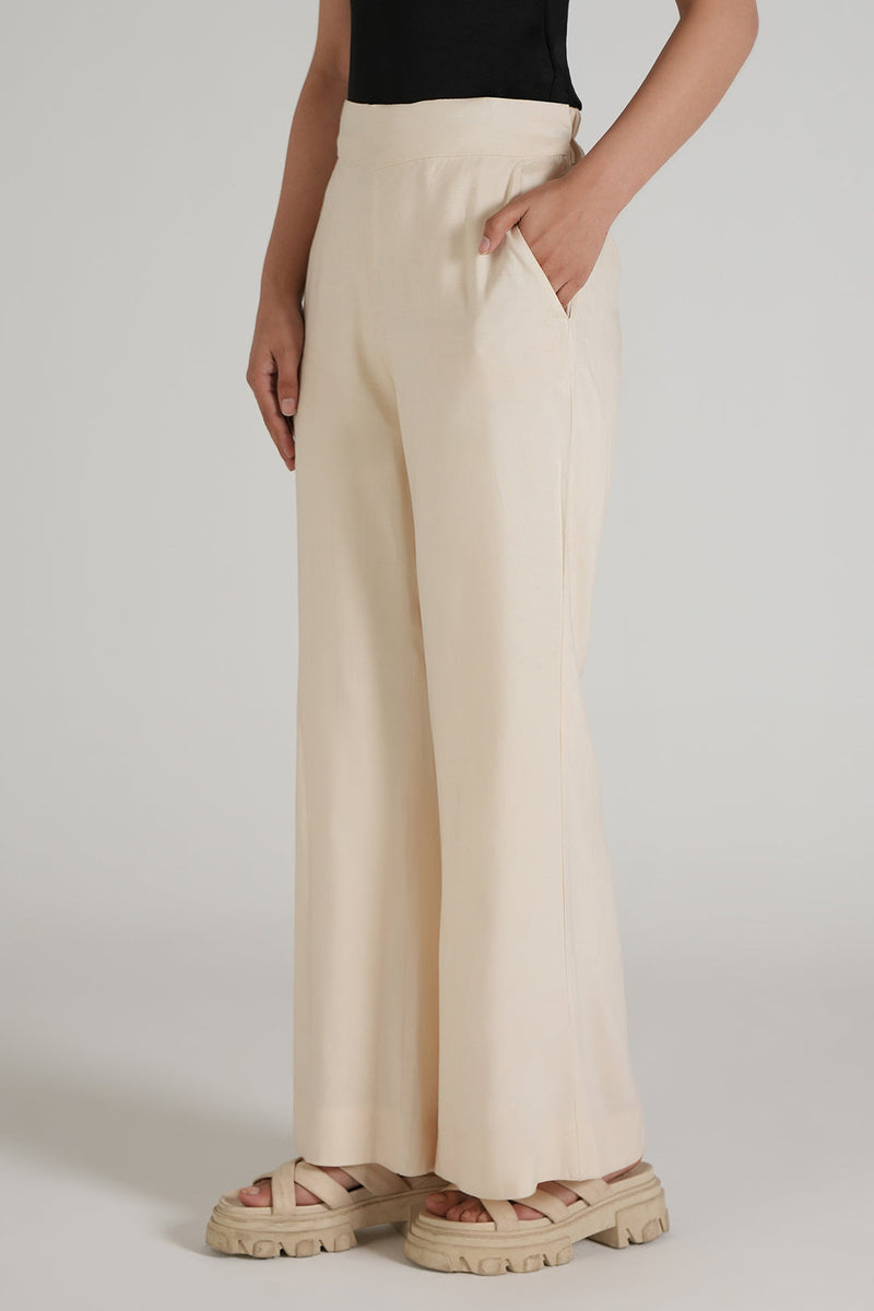 Cream Bootcut Pants