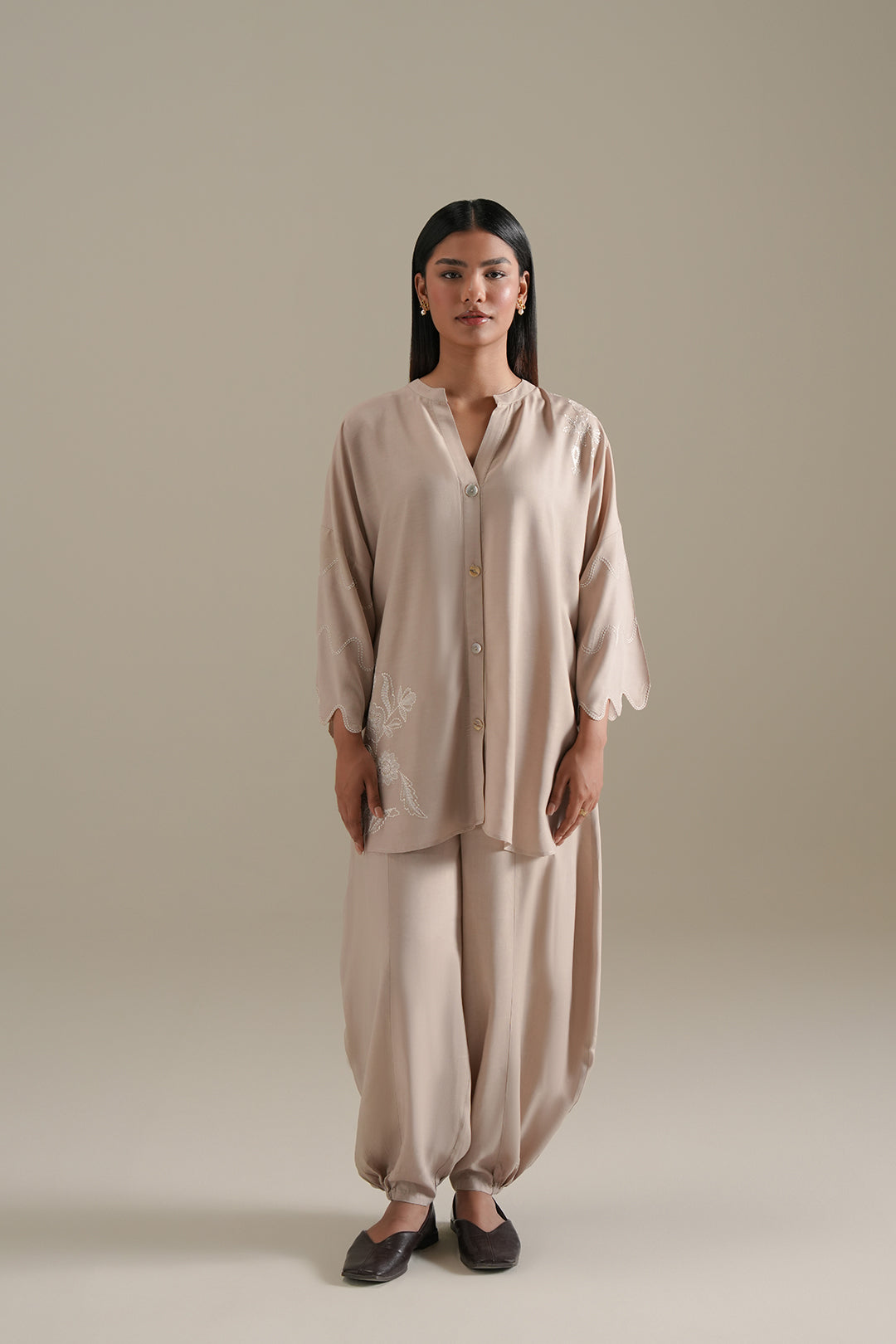 Mocha Bloom Embroidered Top