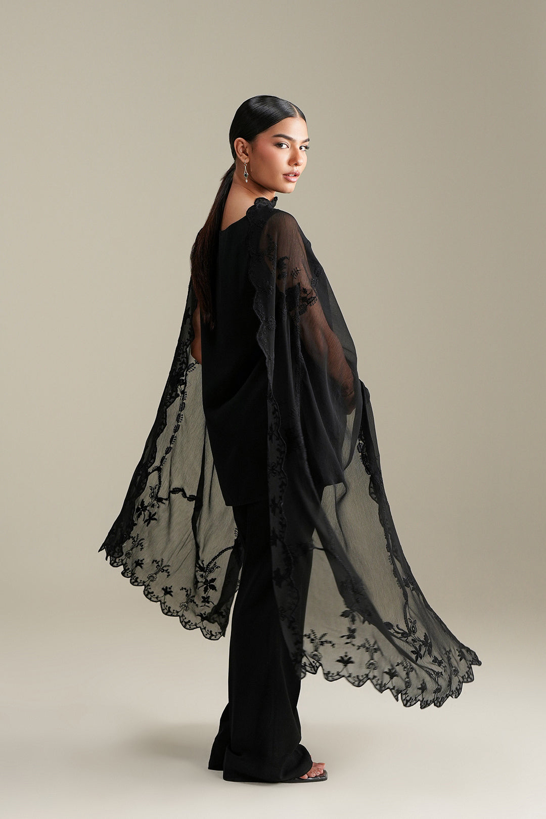 Black Embroidered Dupatta