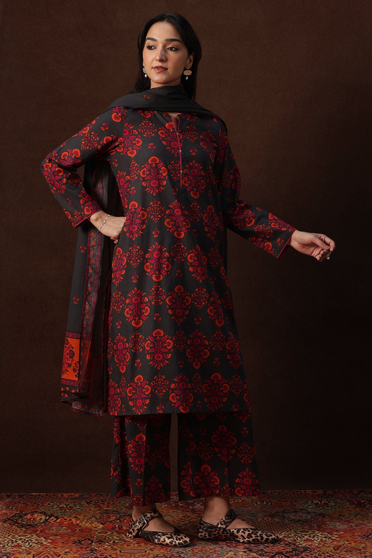 Rosette Printed 3-Piece Suit