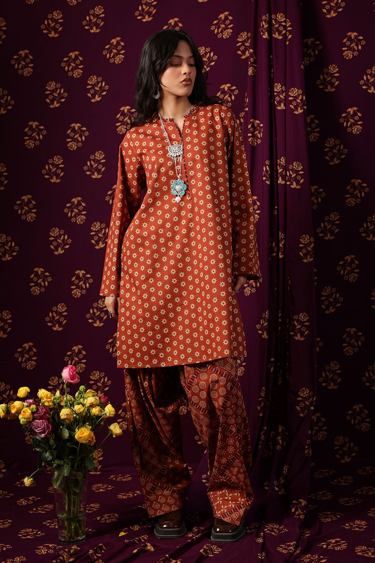 Striped Bloom Printed Set