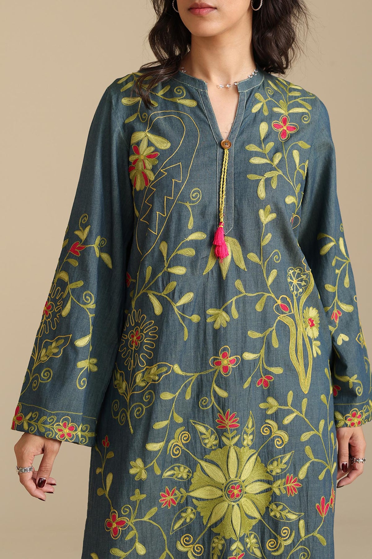 Embroidered Denim Set