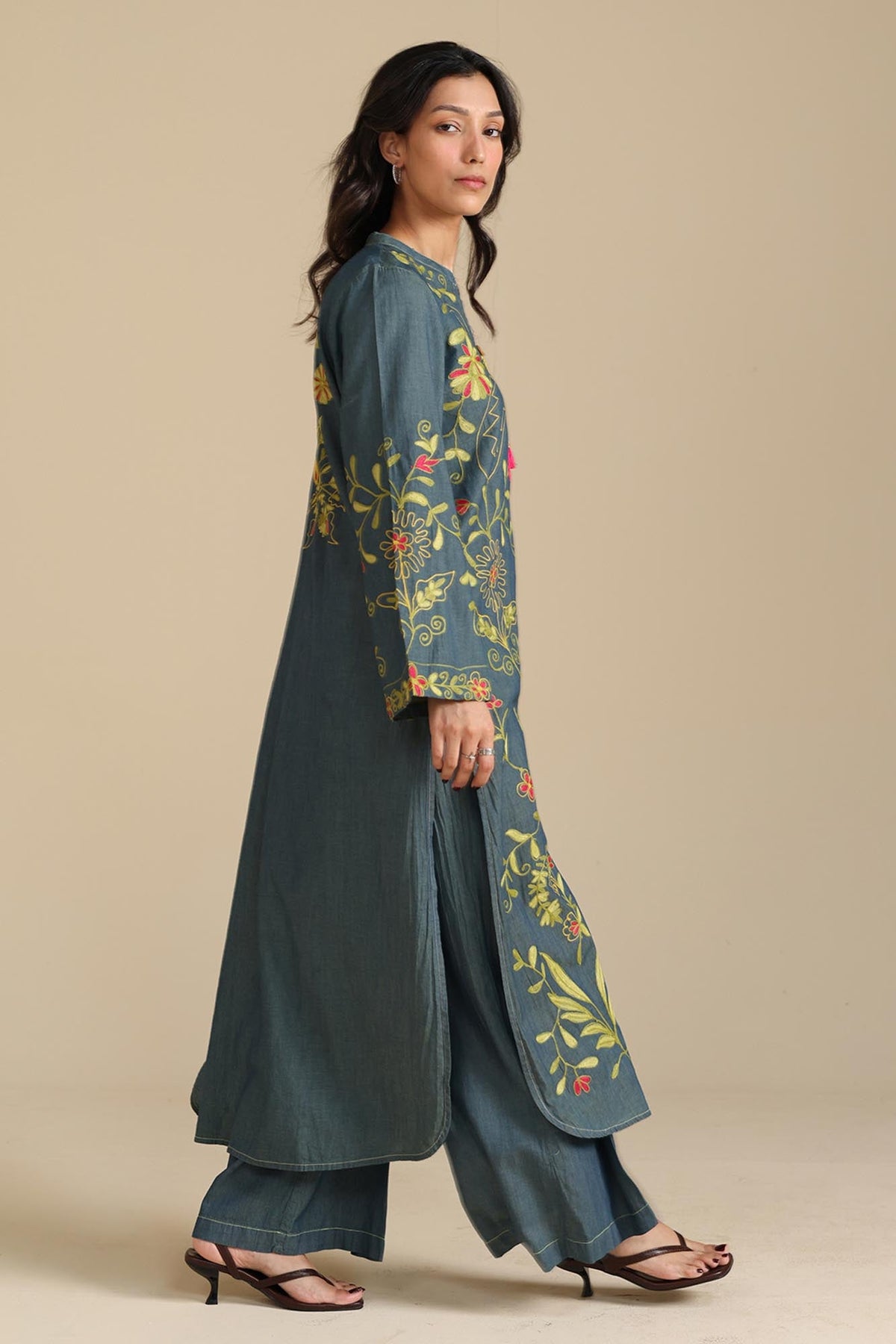 Embroidered Denim Set