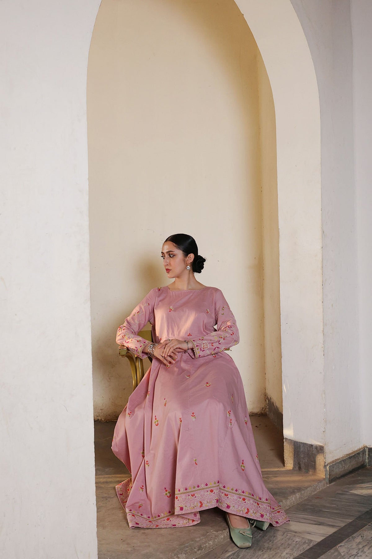 Embroidered Anarkali Set