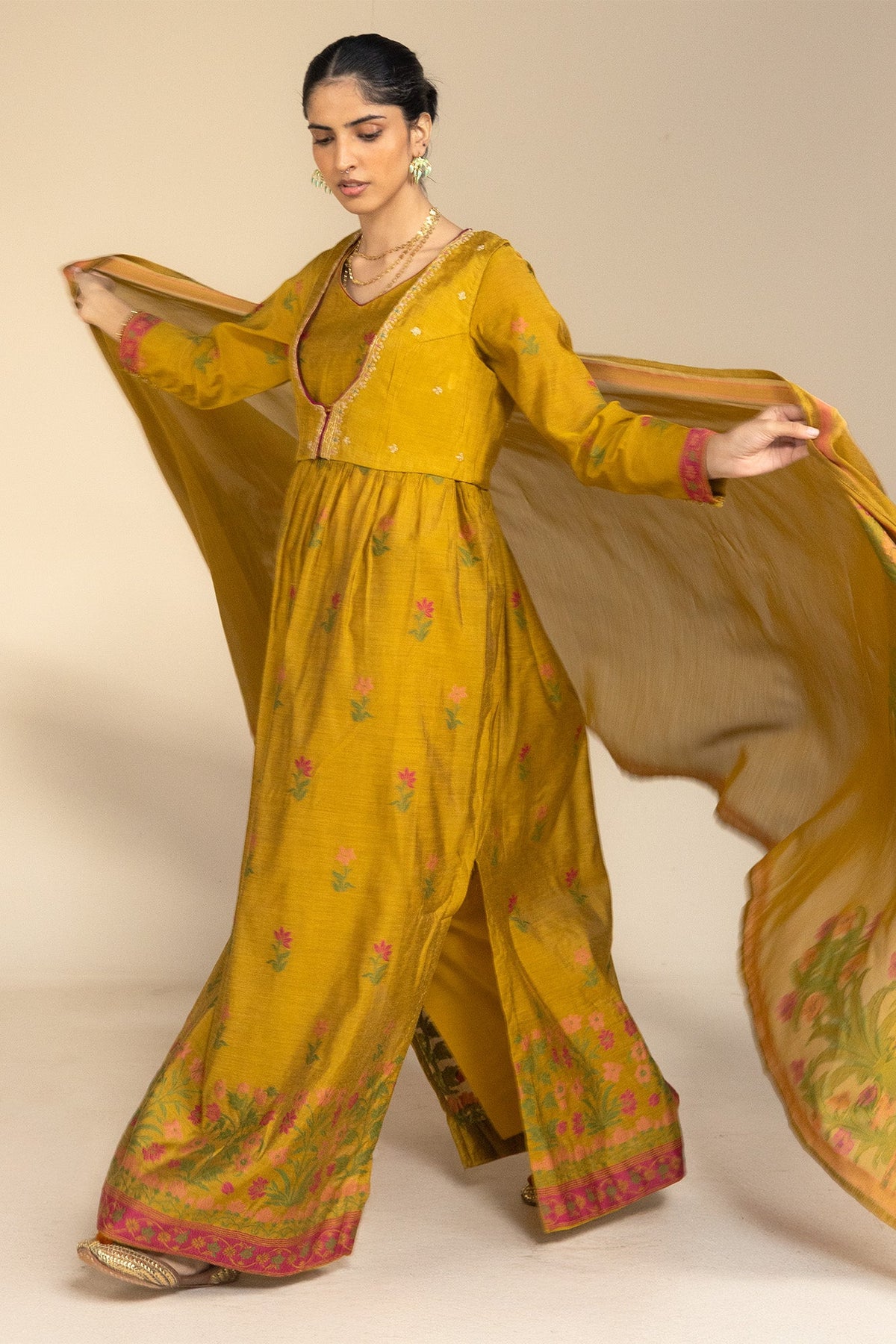Jacquard Anarkali Ensemble