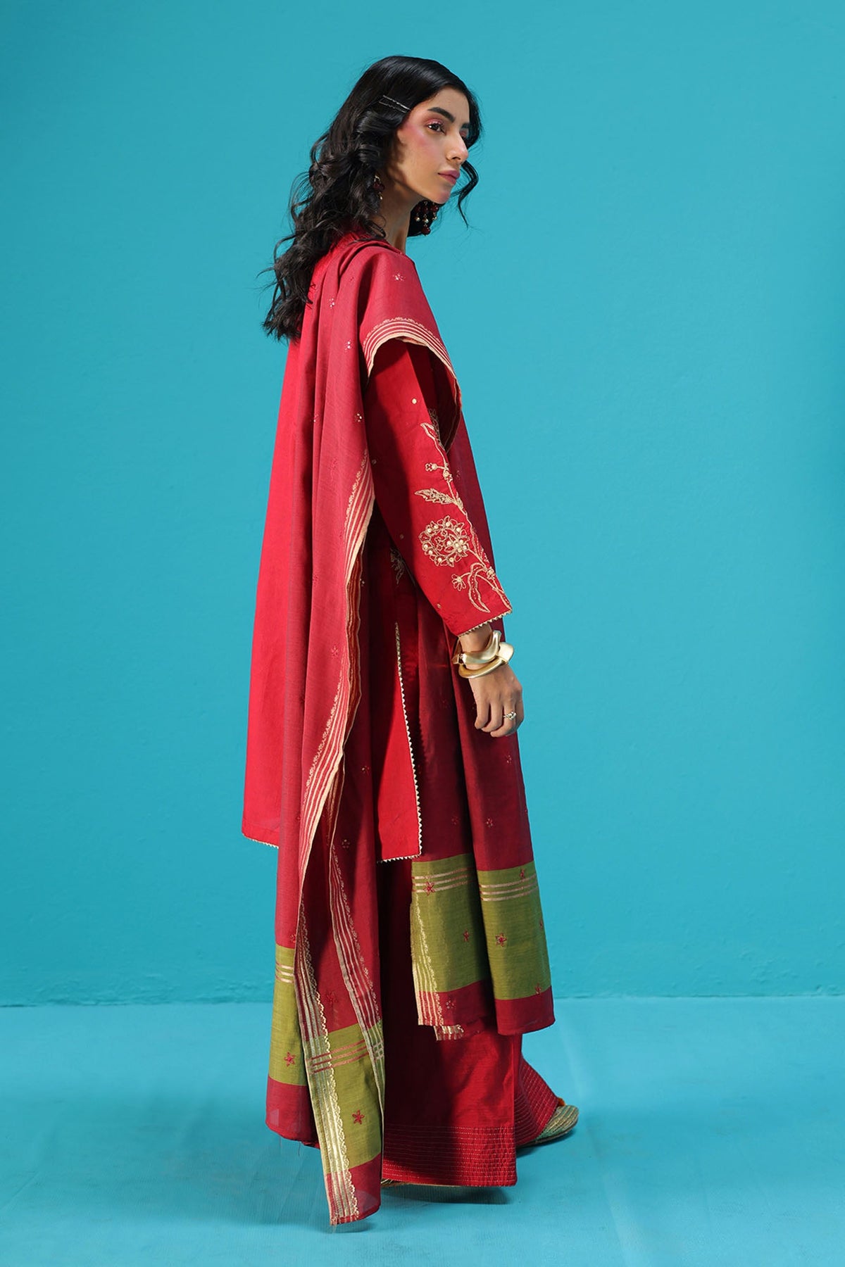 Embroidered Ruby Reverie Ensemble