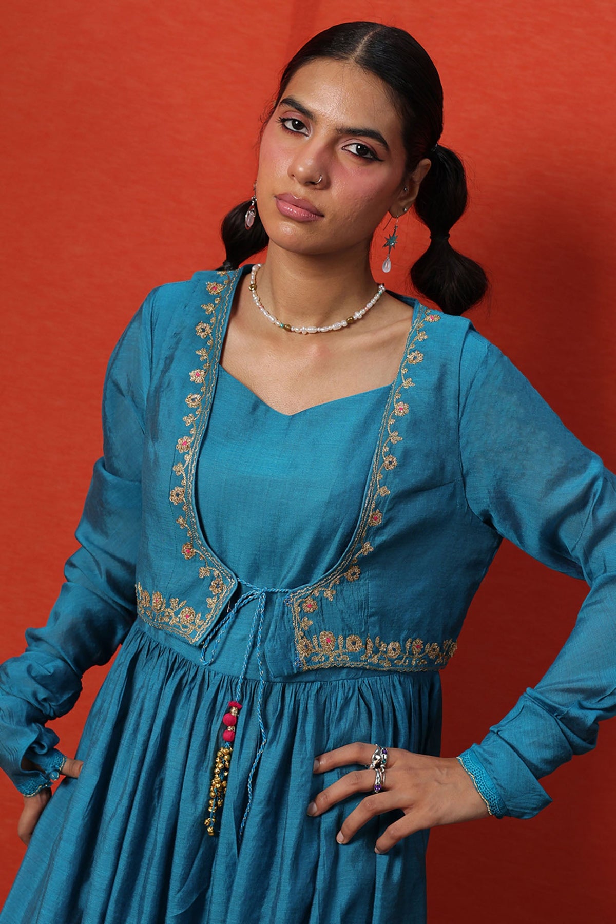 Embroidered Anarkali 3-Piece Koti Ensemble