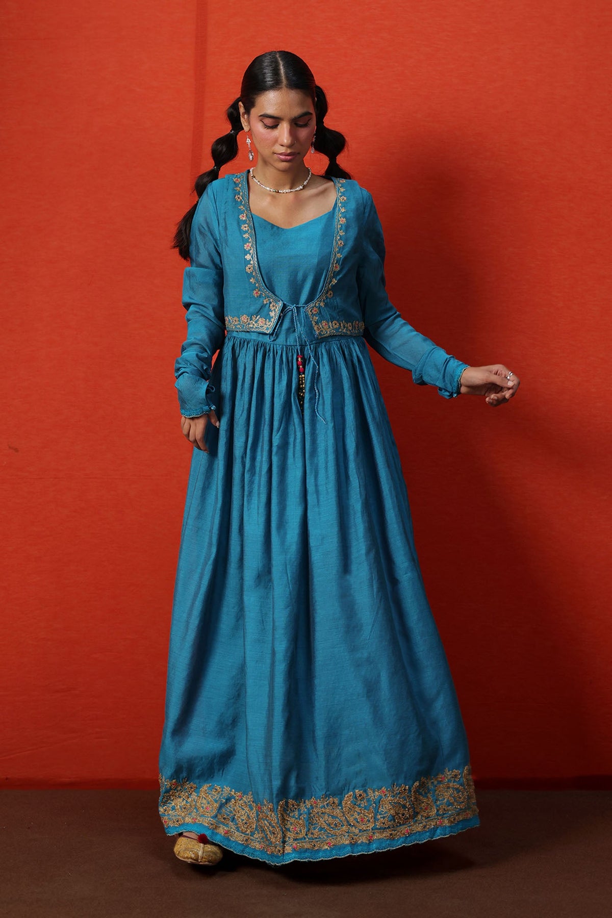 Embroidered Anarkali 3-Piece Koti Ensemble