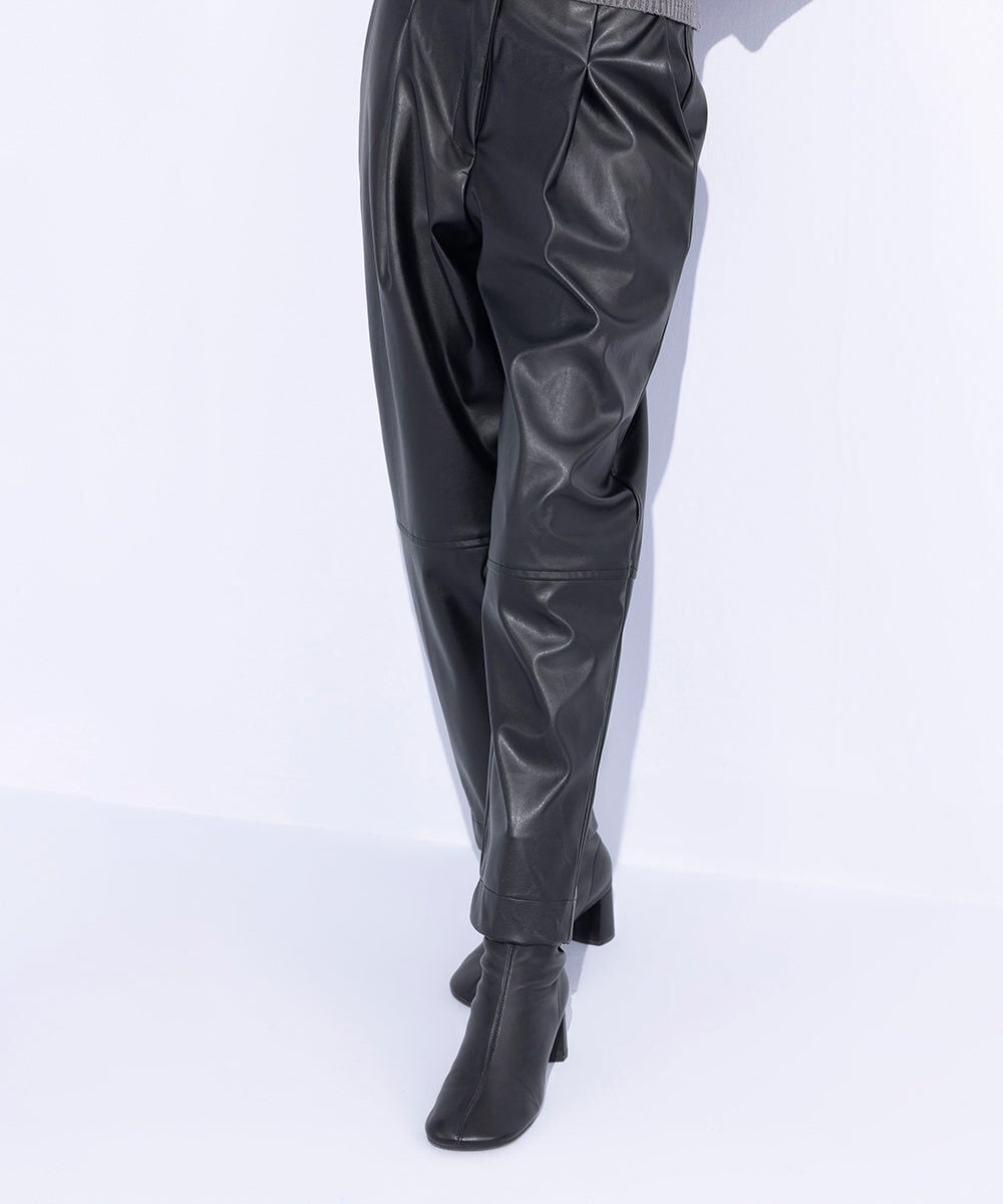 High Waisted Faux Leather Trousers