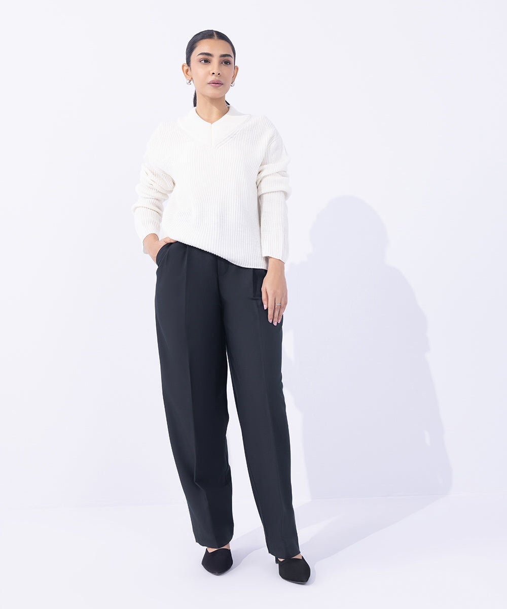 Woman - Blue Tailored Slouchy Trousers