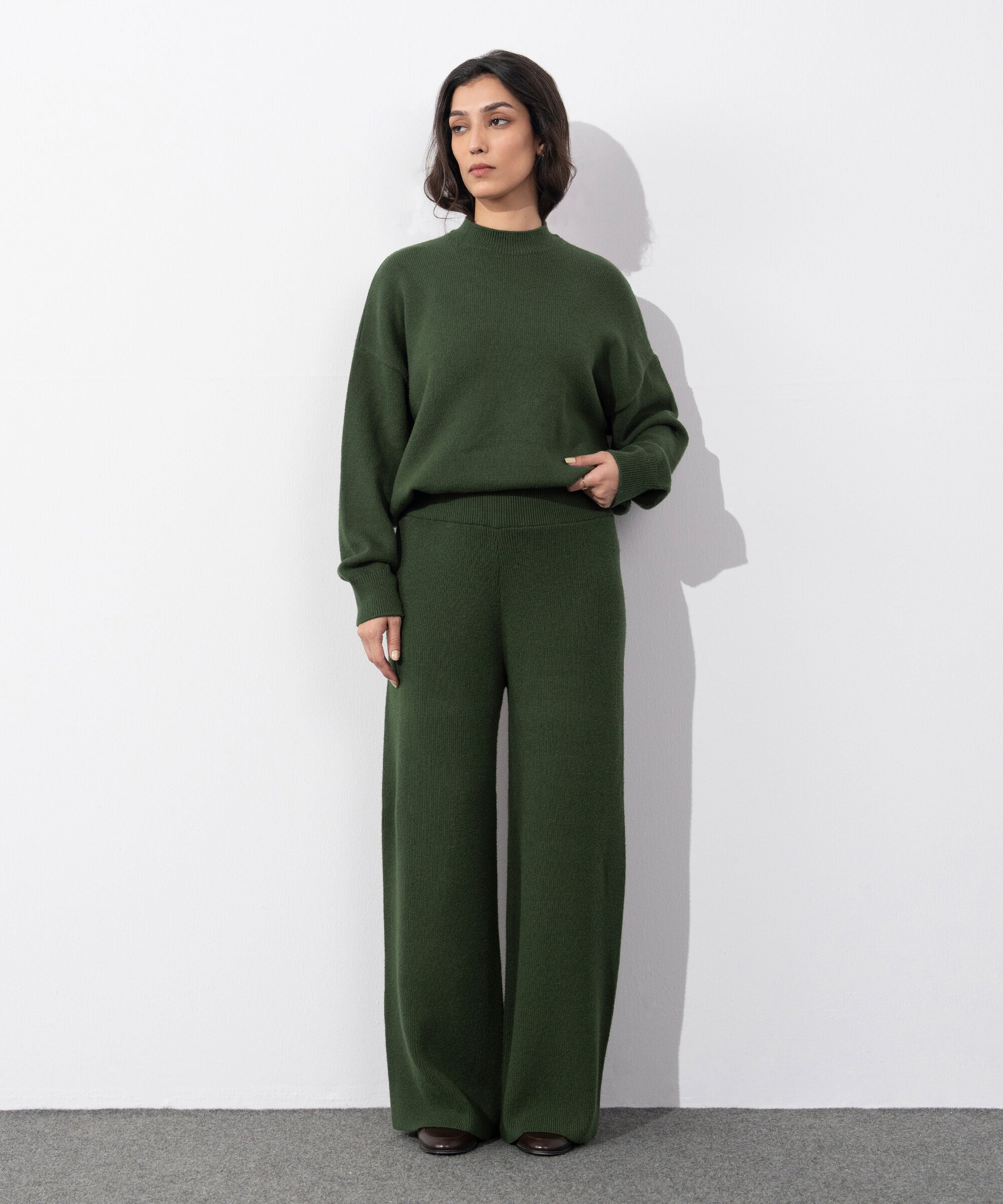 Women's Western Wear Olive Green Pull On Knit Trouser