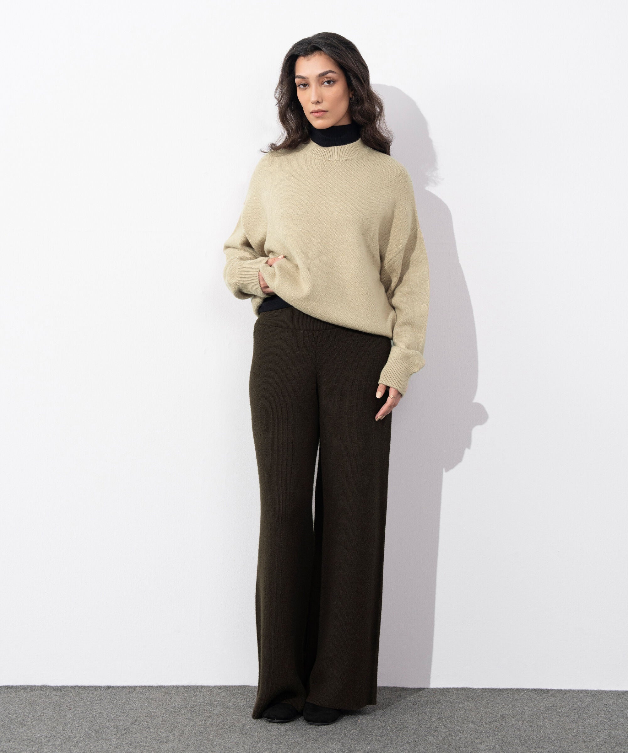 Women's Western Wear Dark Brown Pull On Knit Trouser