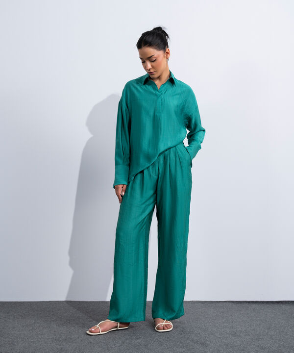 Textured Pleated Trousers