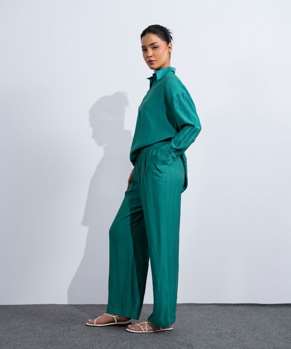 Textured Pleated Trousers