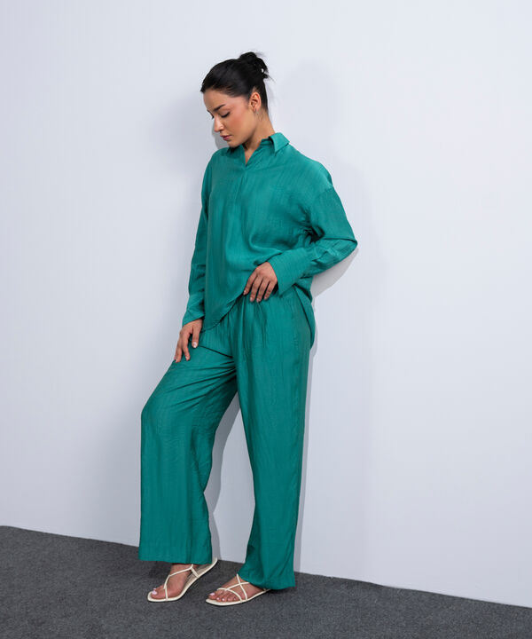 Textured Pleated Trousers