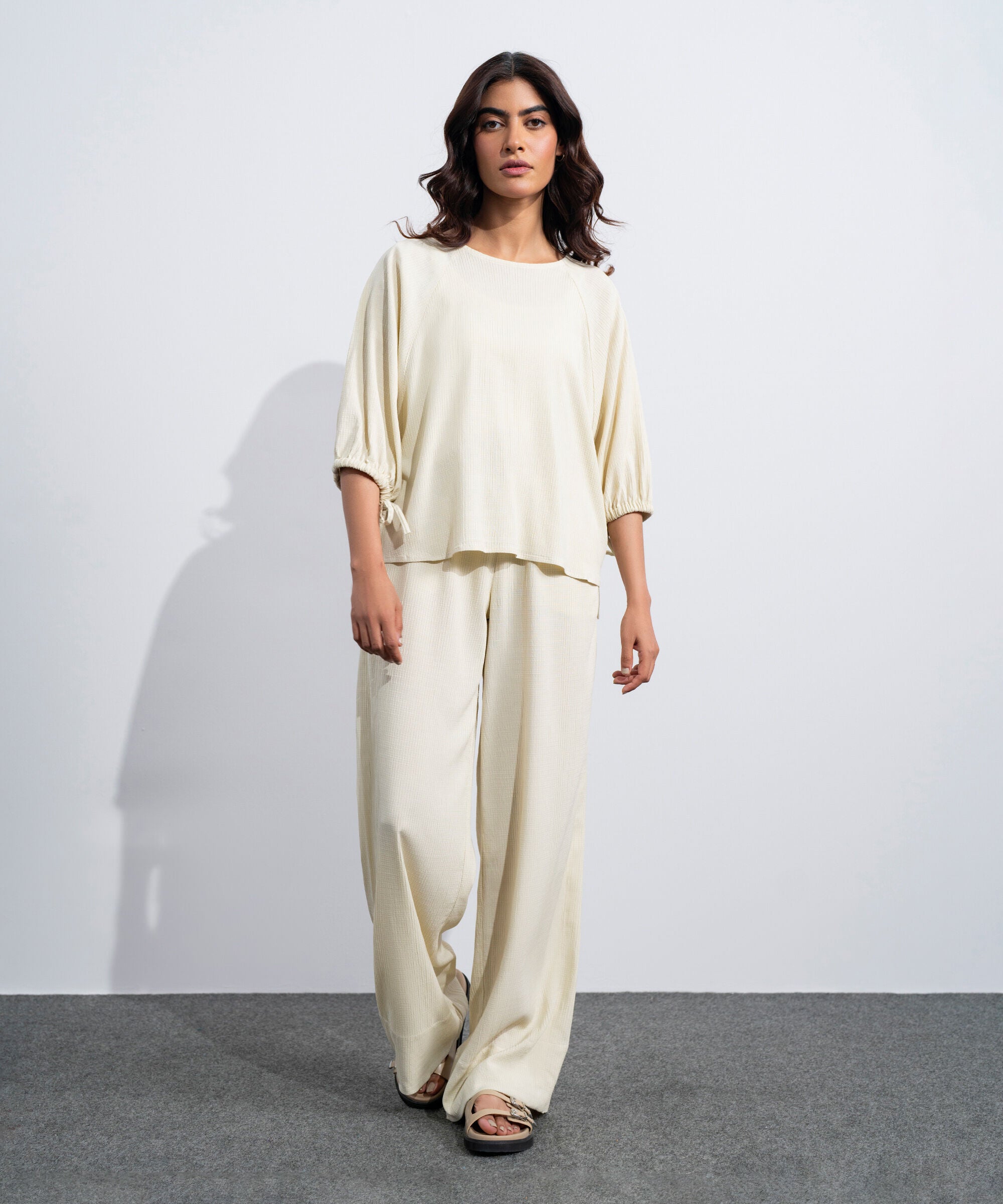 Women's Western Beige Seersucker Pull-On Trousers