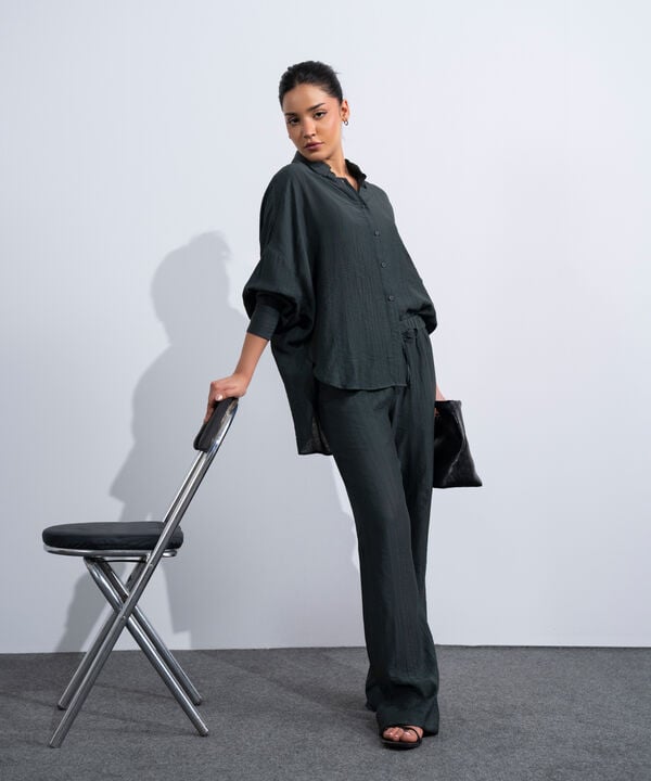 Textured Pull-On Trousers