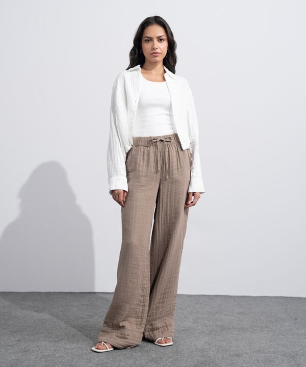 Cotton Muslin Pull-On Trousers