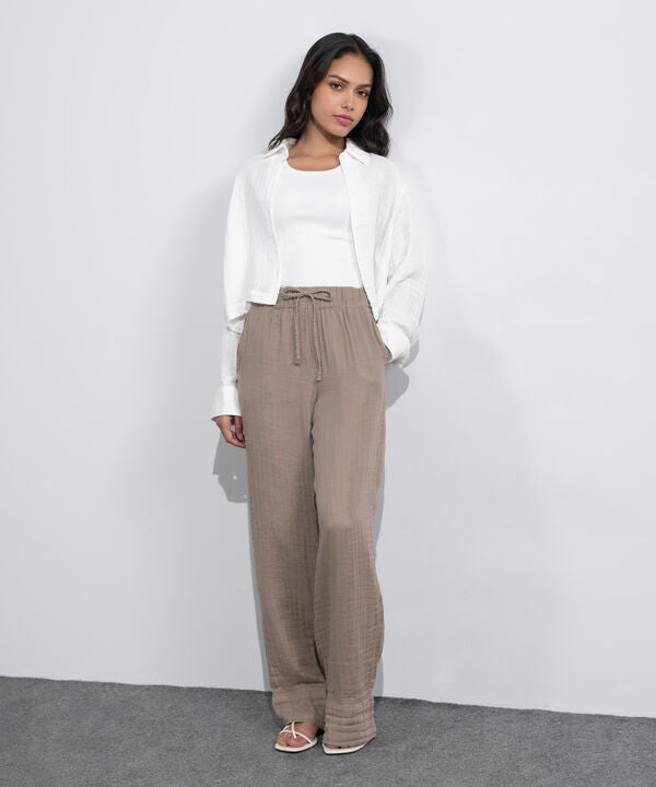 Cotton Muslin Pull-On Trousers