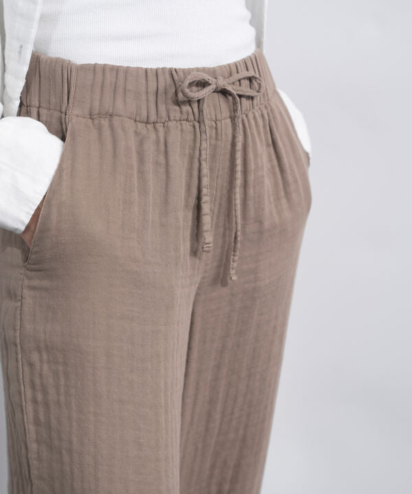 Cotton Muslin Pull-On Trousers
