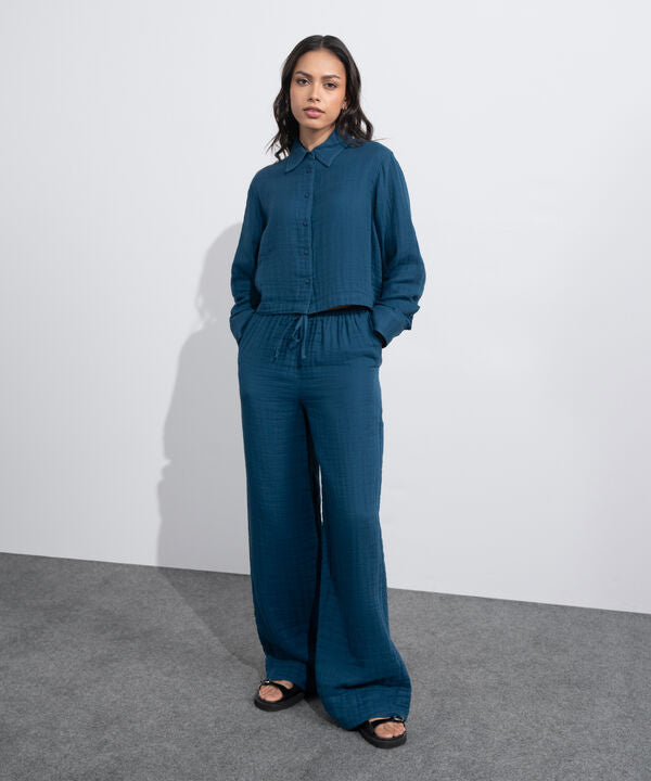 Cotton Muslin Pull-On Trousers