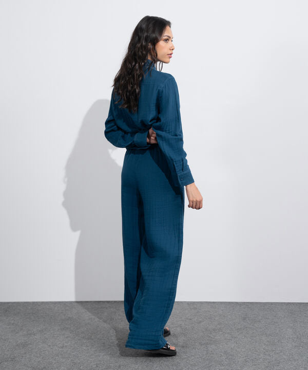 Cotton Muslin Pull-On Trousers