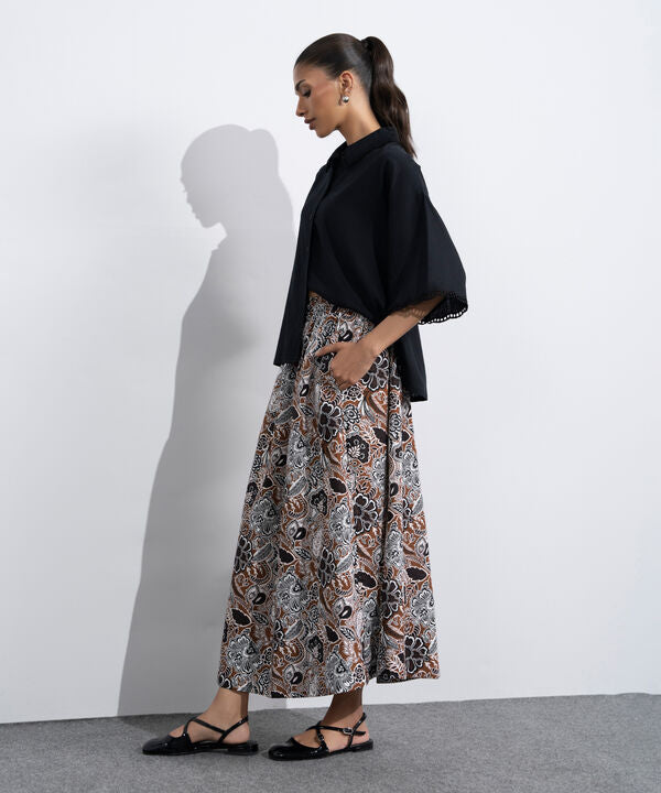 Printed Skirt With Panels Detail
