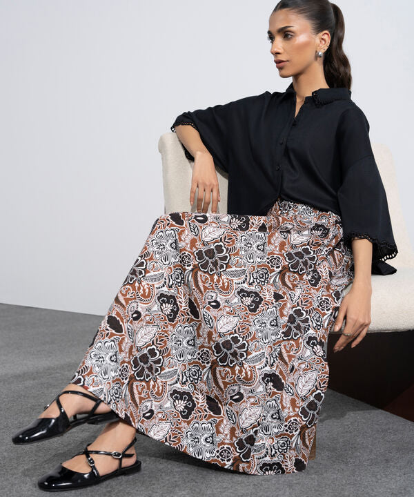 Printed Skirt With Panels Detail