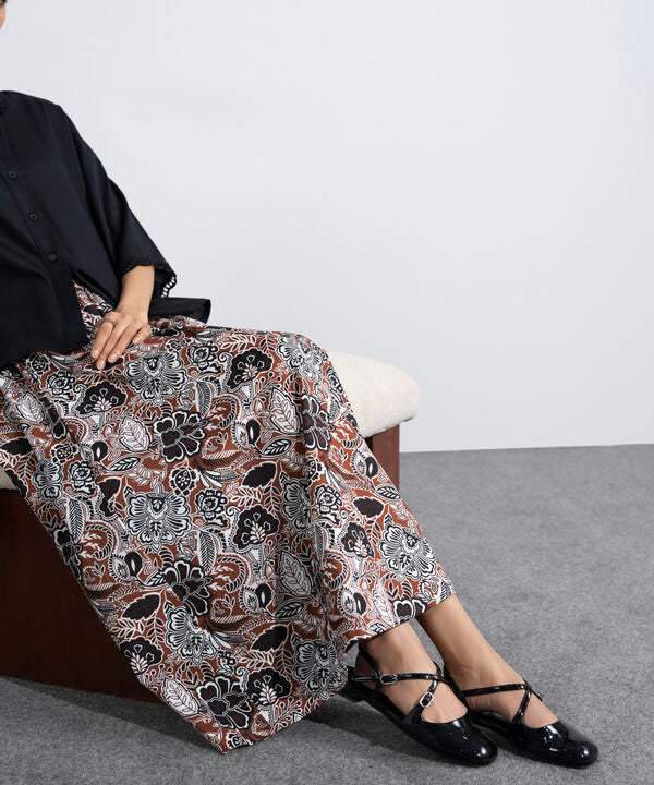 Printed Skirt With Panels Detail