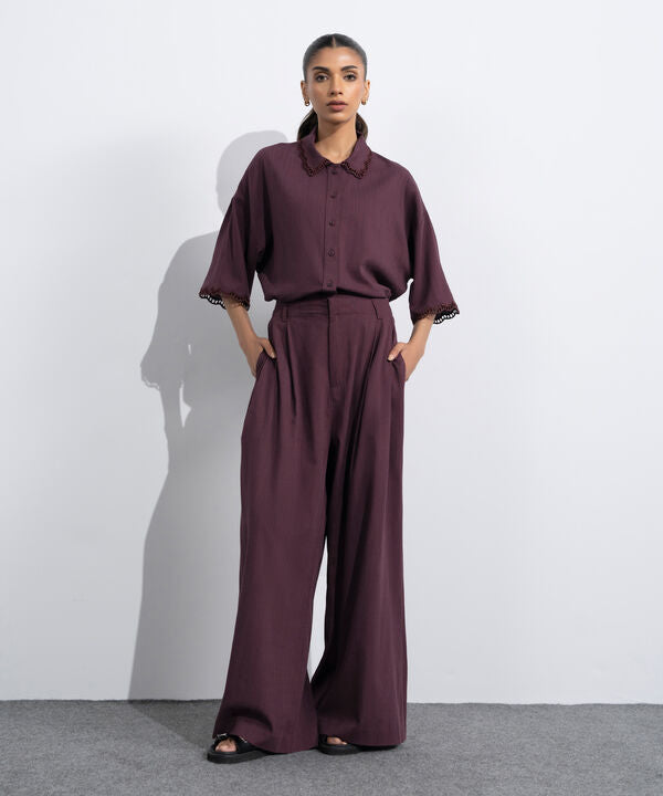 Wide Leg Pleated Trousers