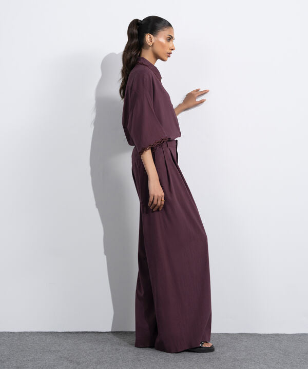 Wide Leg Pleated Trousers