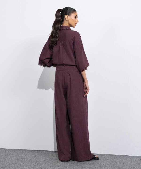 Wide Leg Pleated Trousers