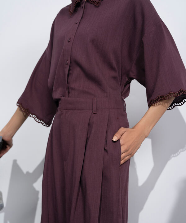 Wide Leg Pleated Trousers
