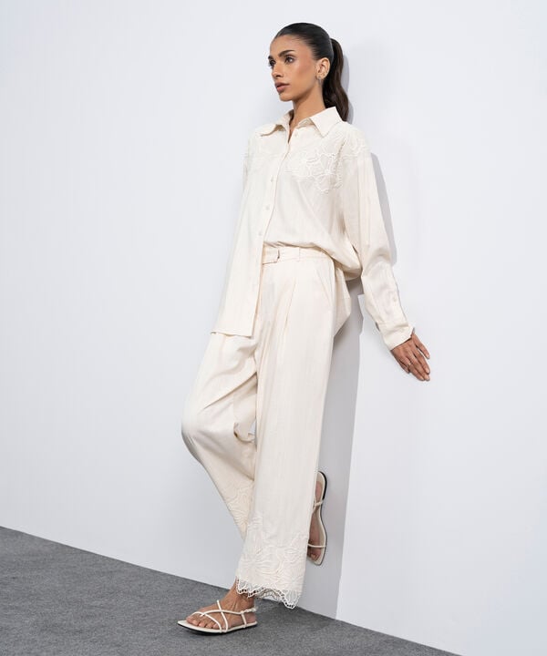 Straight Fit Embroidered Trousers