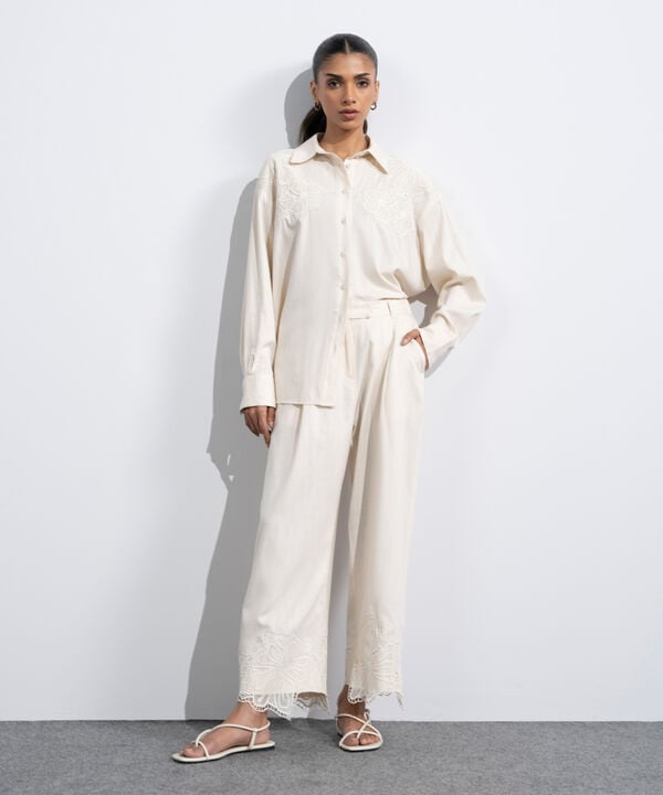 Straight Fit Embroidered Trousers