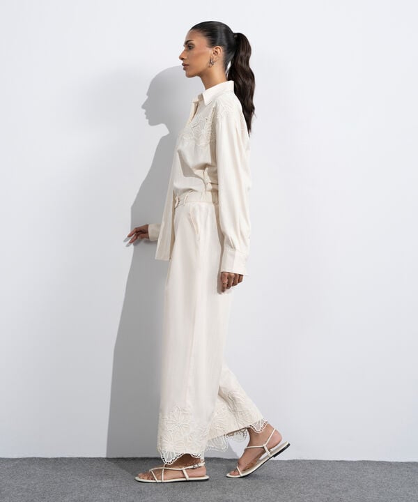 Straight Fit Embroidered Trousers